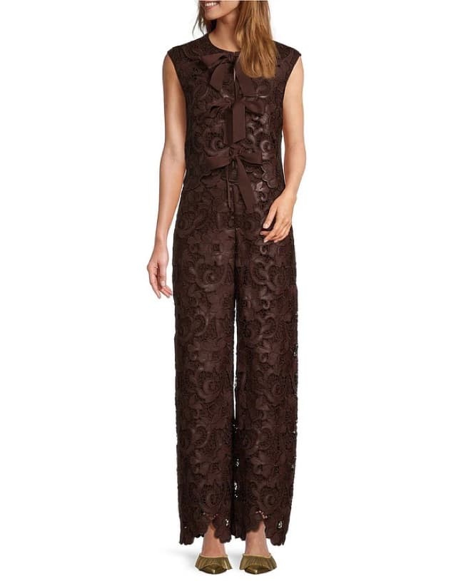 Chocolate Leather Laser Cut Lace Set - Image 1