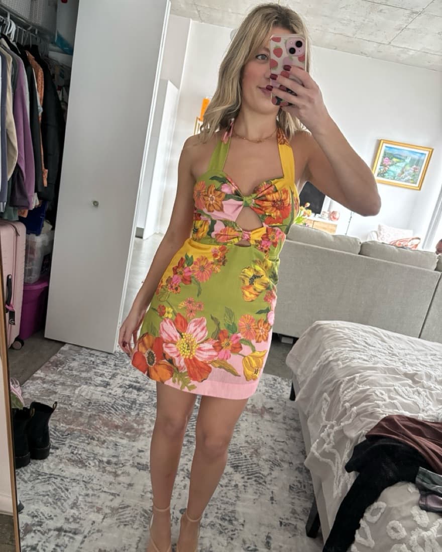  Floral Halter Mini Dress - Image 2