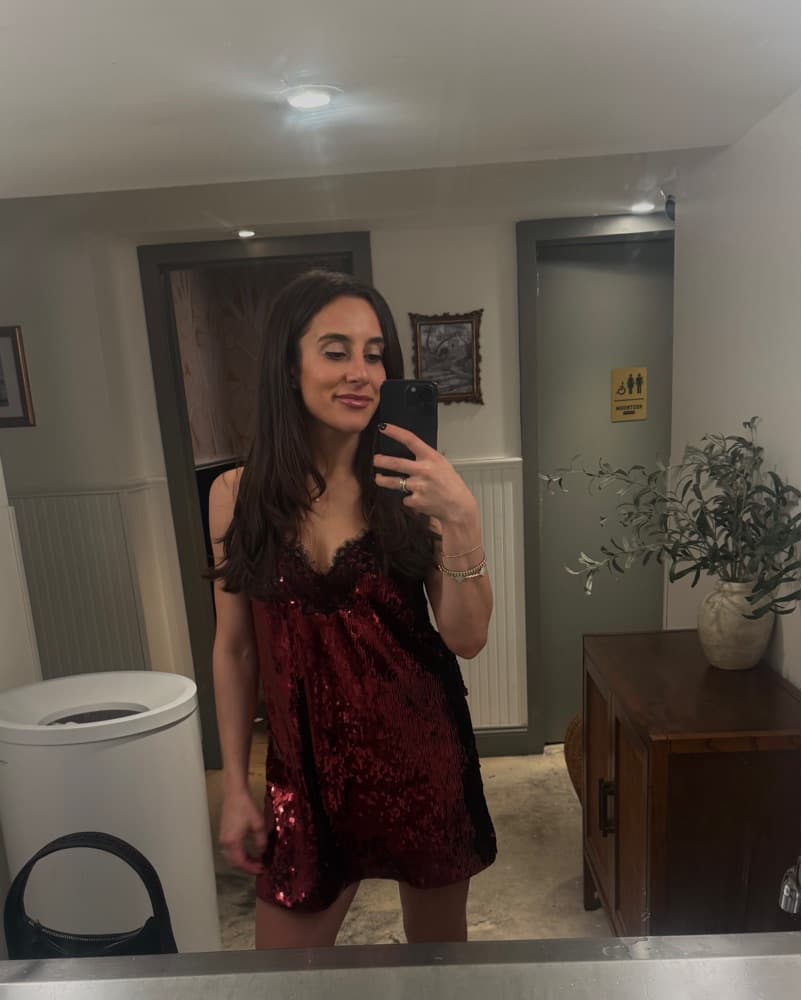 Retrofête Olive Sequin Dress - Image 2