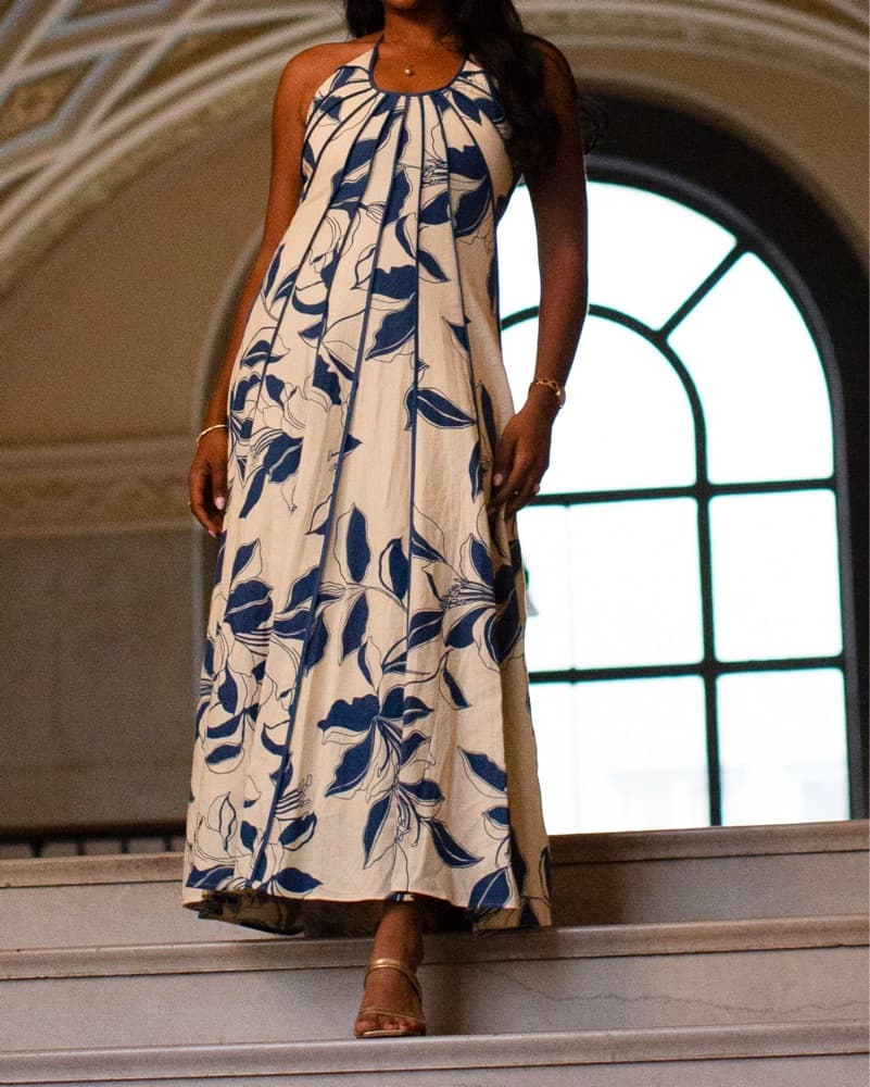 Chic Floral Halter Maxi Dress - Image 1