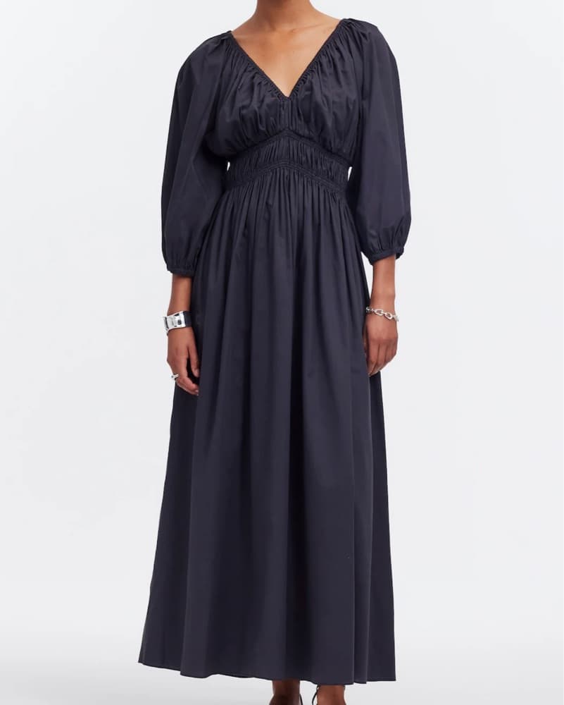 V-Neck Balloon-Sleeve Maxi Dress - Image 1