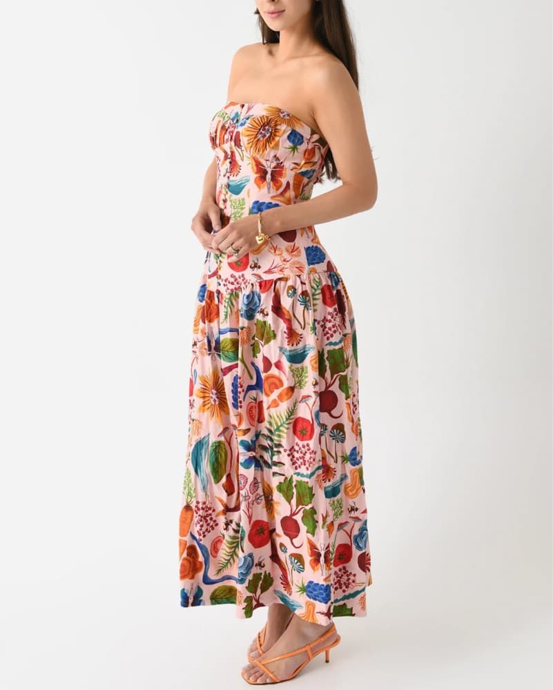 Farm Rio Bright Farm Pink Strapless Dres - Image 1