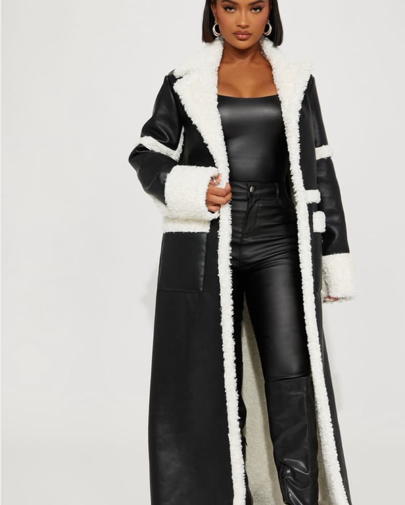 Faux Leather Trench  - Image 1