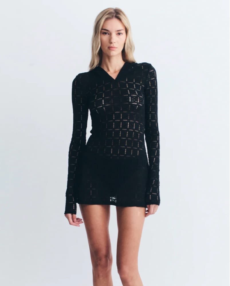 With Jean Mini Dress With Hood - Image 1