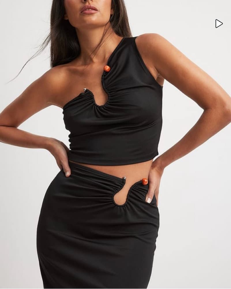 Black Beaded Skirt Set - Image 2