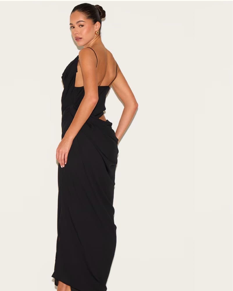 Elegant Black Draped Gown - Image 2