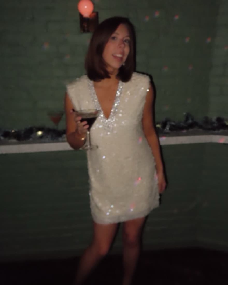 Anthropologie White Sequin Mini Dress - Image 3