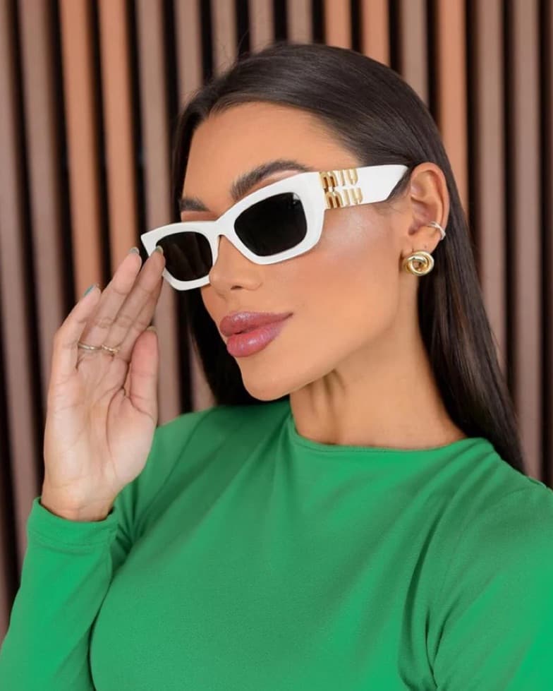 Miu Miu Runway White Cat Eye Sunglasses  - Image 1