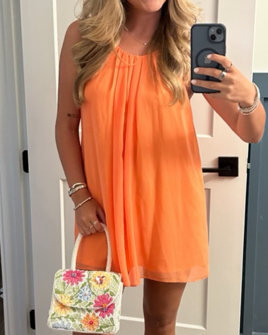 Vibrant Coral/Orange Halter Dress - Image 1
