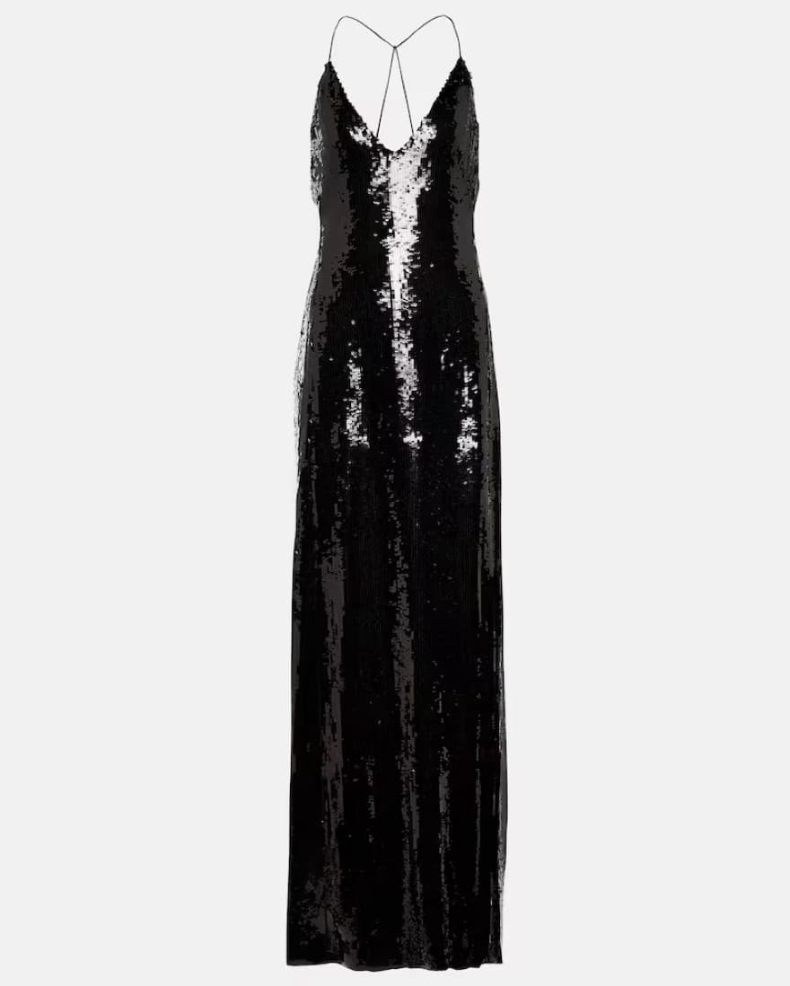 NILI LOTAN Black Sequin Gown - Image 3