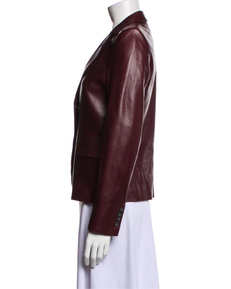 Ferragamo Burgundy Leather Blazer - Image 2