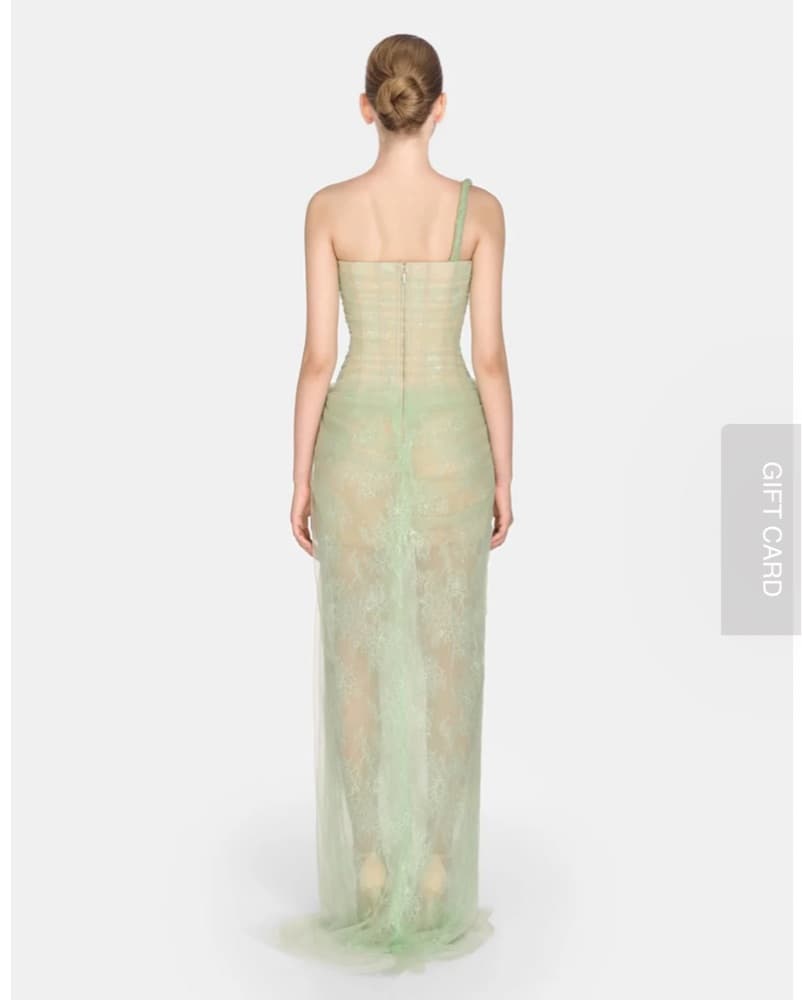 Elegant Mint Lace Gown-Custom Long Slip - Image 4