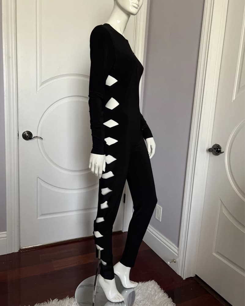 Norma Kamali Cut Out Black Catsuit XS - Image 6