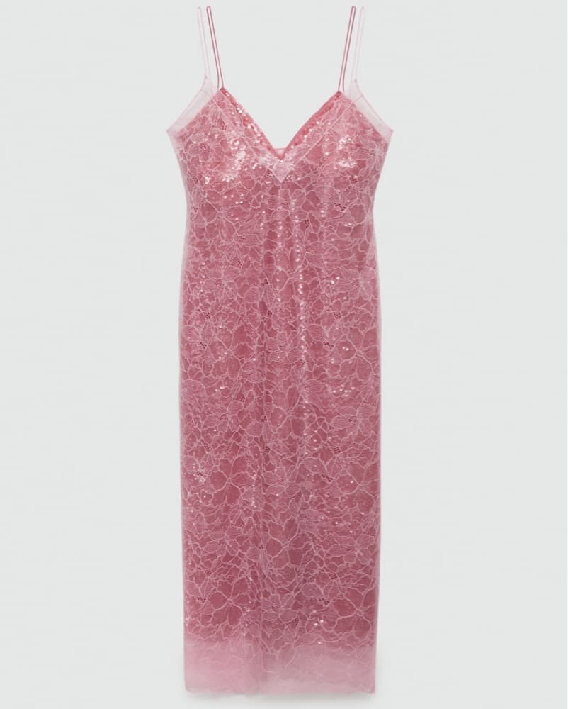 Mango Capsule Pink Sequin Lace Dress - Image 4