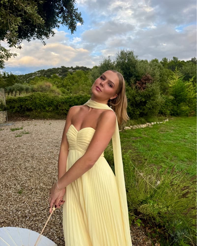 Yellow Maxi Wedding Guest Dress - Image 1