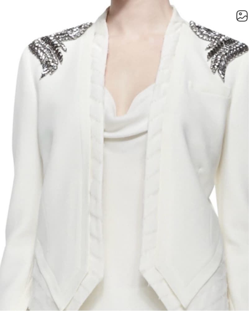 Haute Hippie Raw Edge Beaded Open Blazer - Image 5