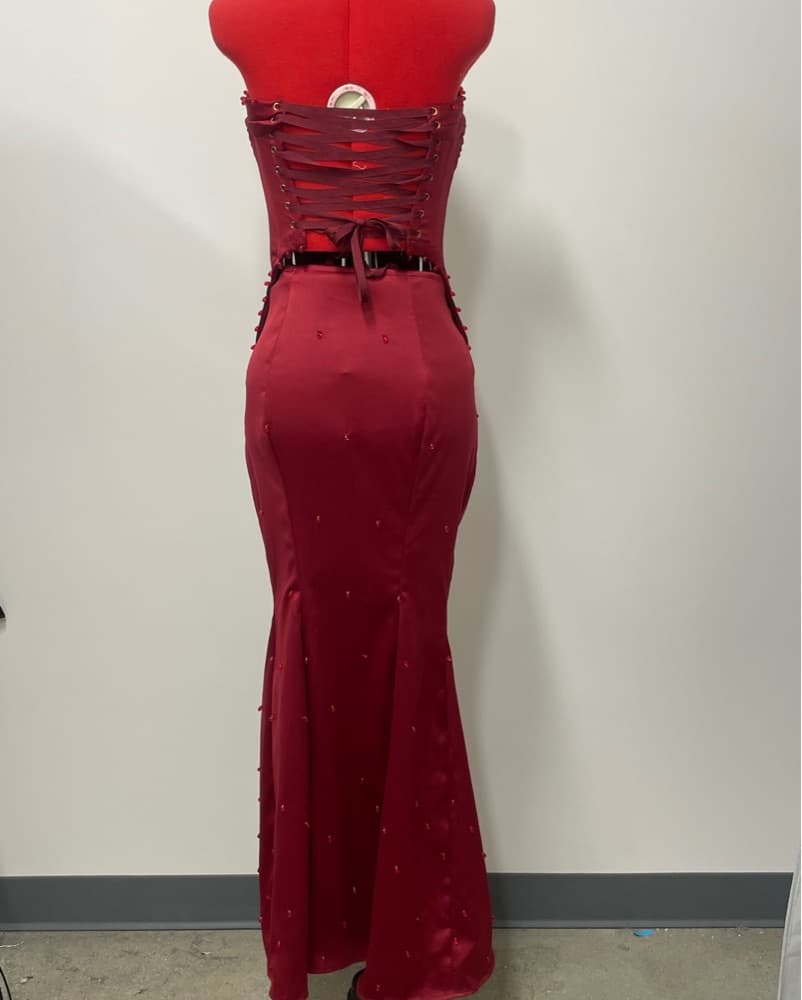 Custom Made 2 Piece Burgundy Gown - Image 4