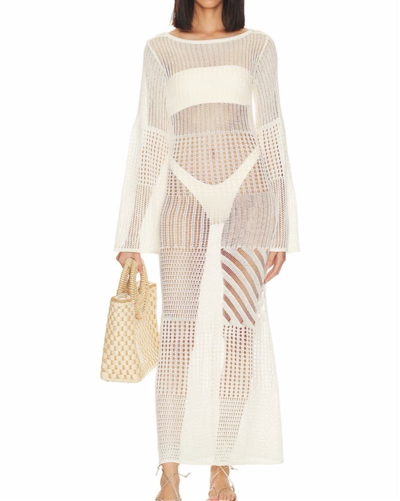 Elegant Crochet Knit Maxi Dress - Image 1