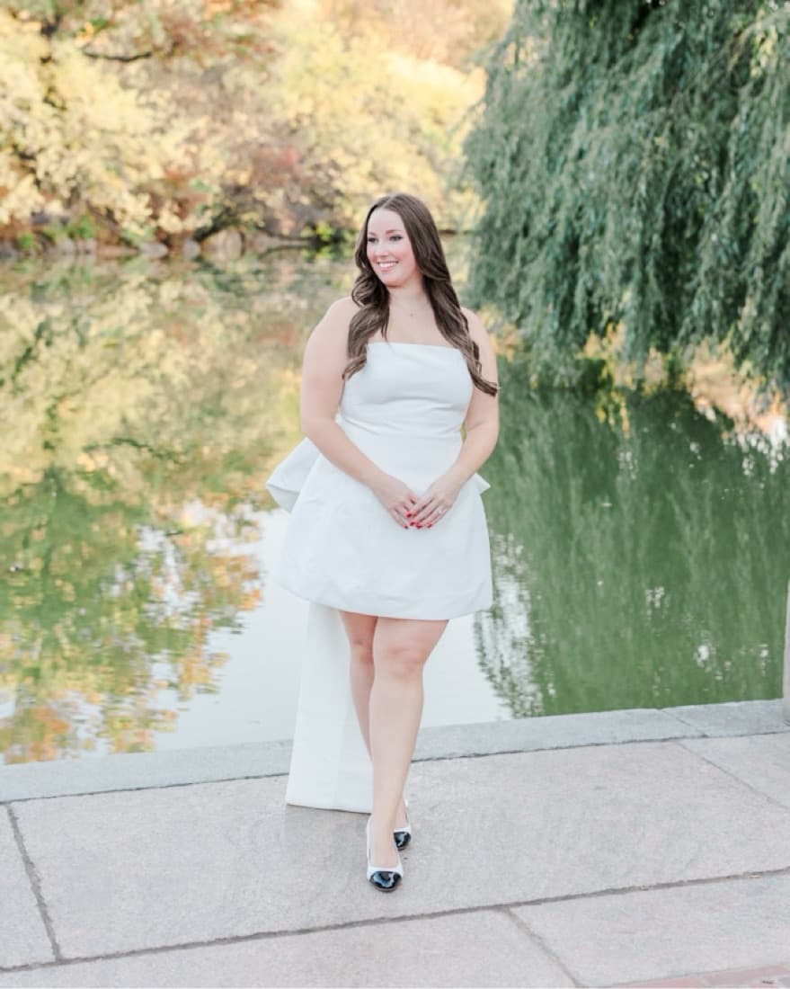 White Strapless Mini Dress With Bow  - Image 2