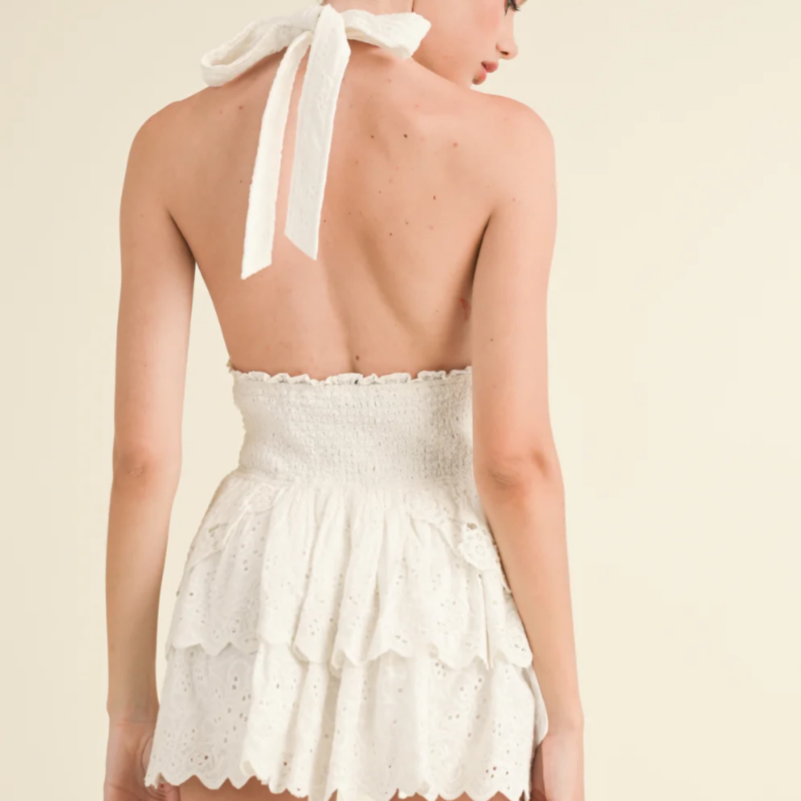 White Lace Halter Dress - Image 5