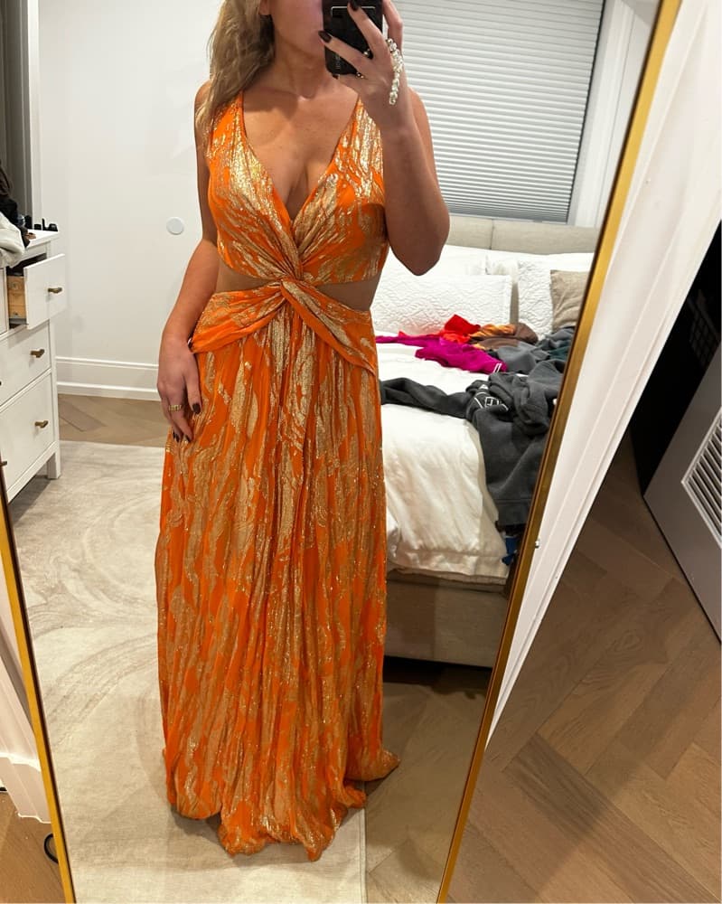 RamyBrook Orange/Gold Cutout Maxi Dress  - Image 3