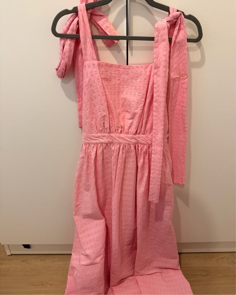 Delightful Pink Tie-Shoulder Dress - Image 3