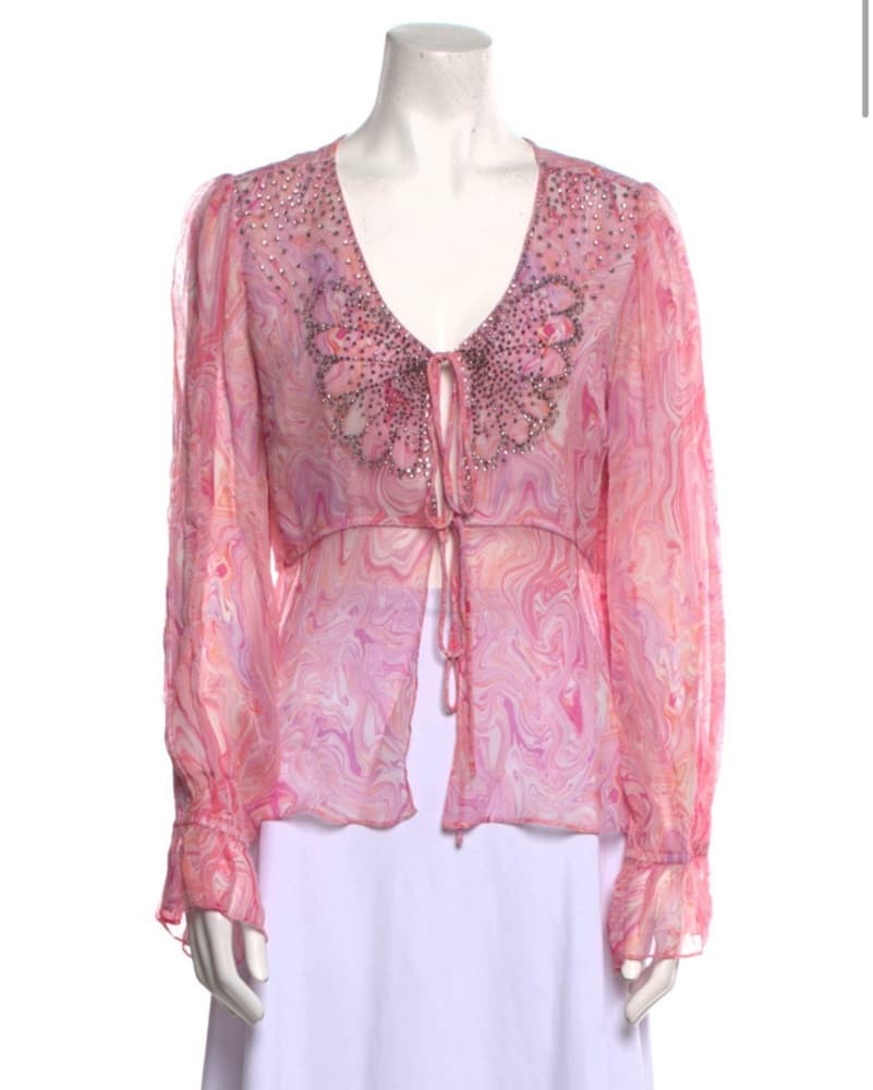 LoveShackFancy Beaded Butterfly Blouse - Image 1