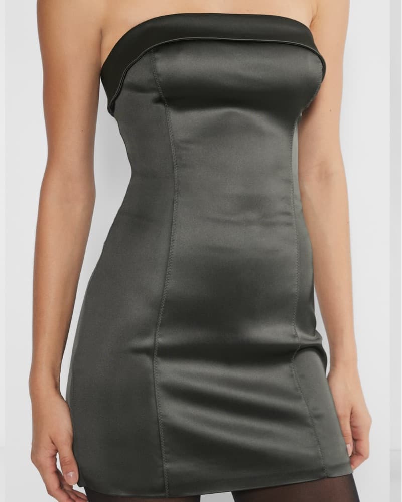 Sleek Satin Strapless Mini Dress - Image 3