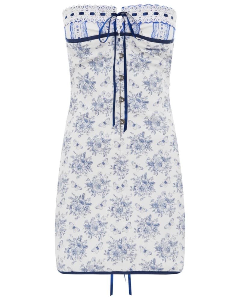 Blue Floral Strapless Minidress - Image 3