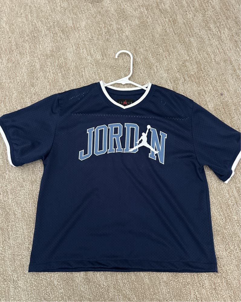 Jordan Nike navy blue mini jersey v neck - Image 1