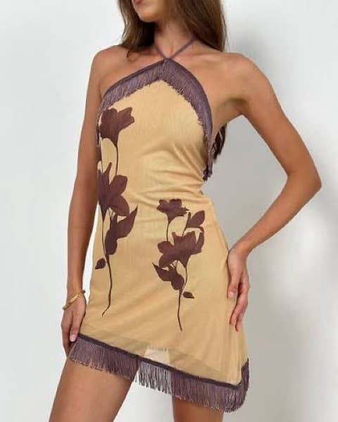 Asymmetrical Fringe Halter Western Mini - Image 4