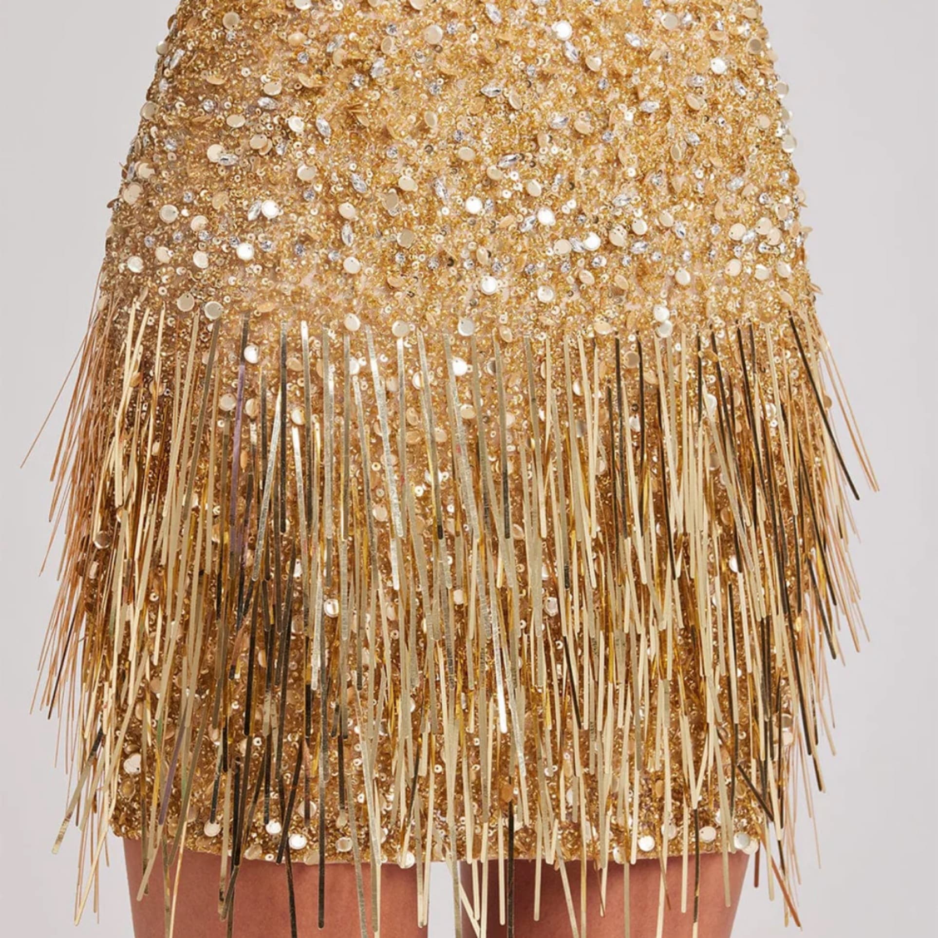 Nadine Merabi Gold Sequin Mini Skirt - Image 4