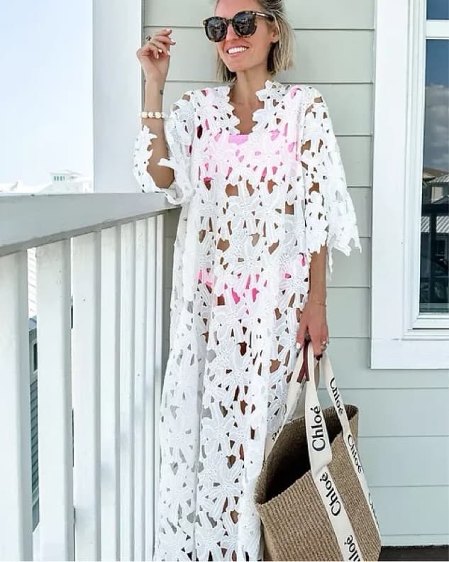 Anthropologie Floral Eyelet Kaftan - Image 5