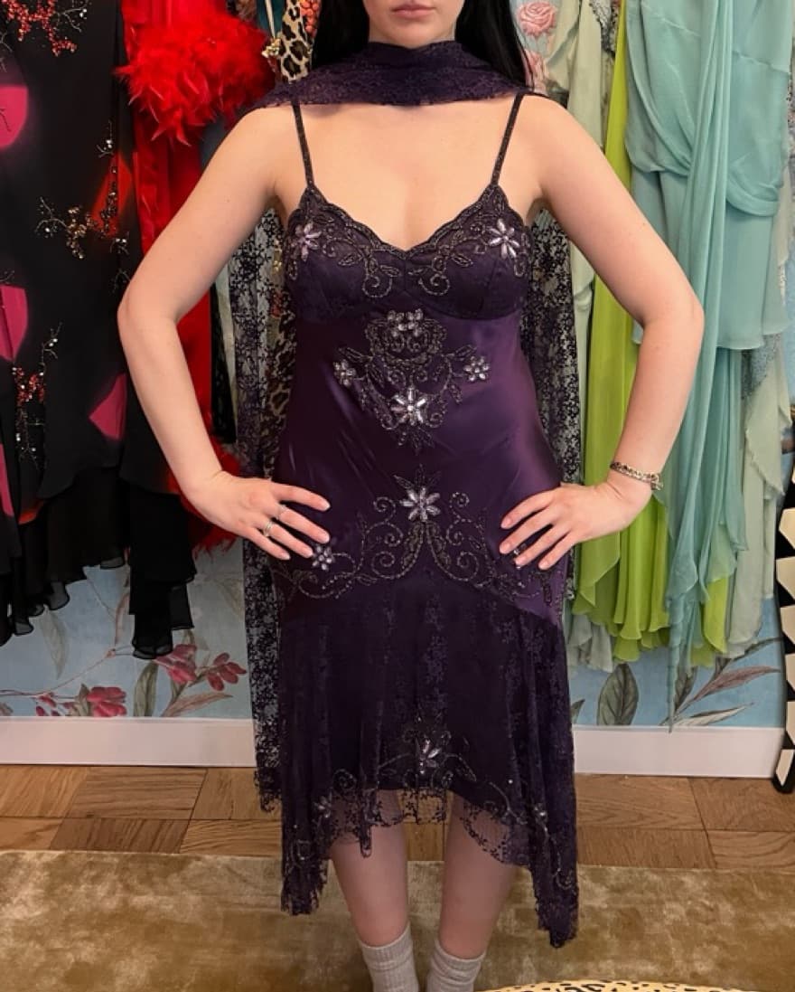 Vintage Sue Wong Beaded Purple Dress - Image 1