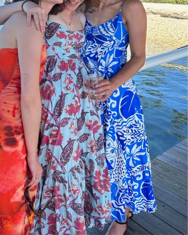 Aqua Blue & White Dress  - Image 3
