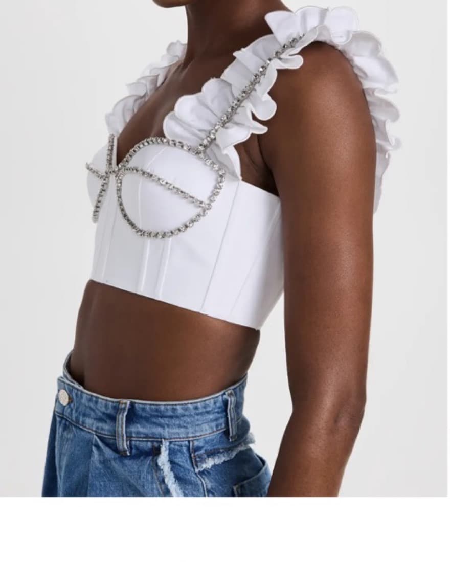 Area Ruffle Poplin Bustier Corset Top - Image 4