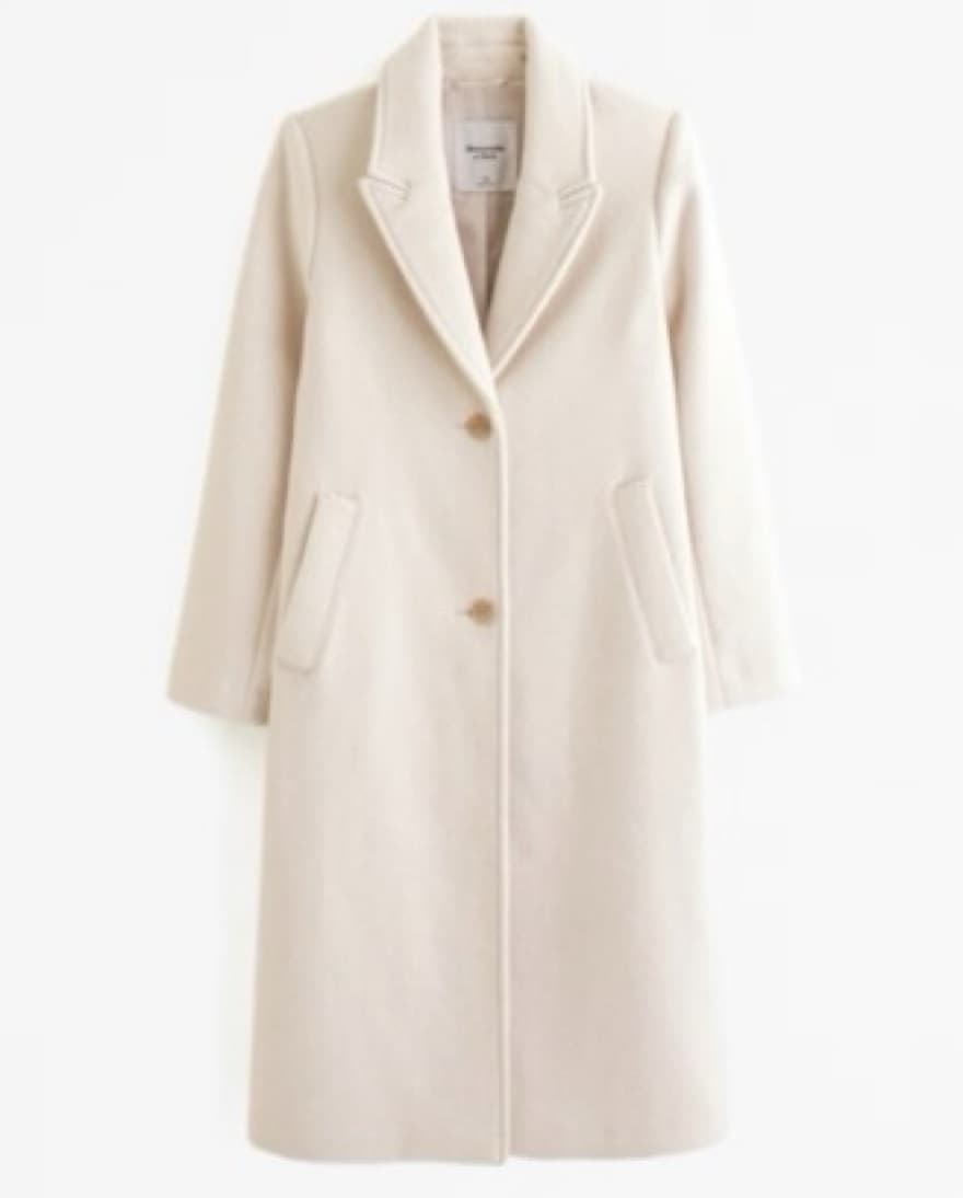 Cream Wool-Blend Tailored Topcoat - Image 1