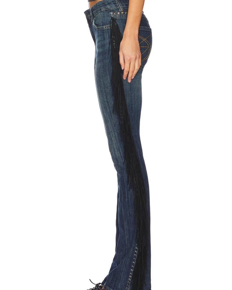 Jaded London Fringe Cooper Jeans in Dark - Image 3