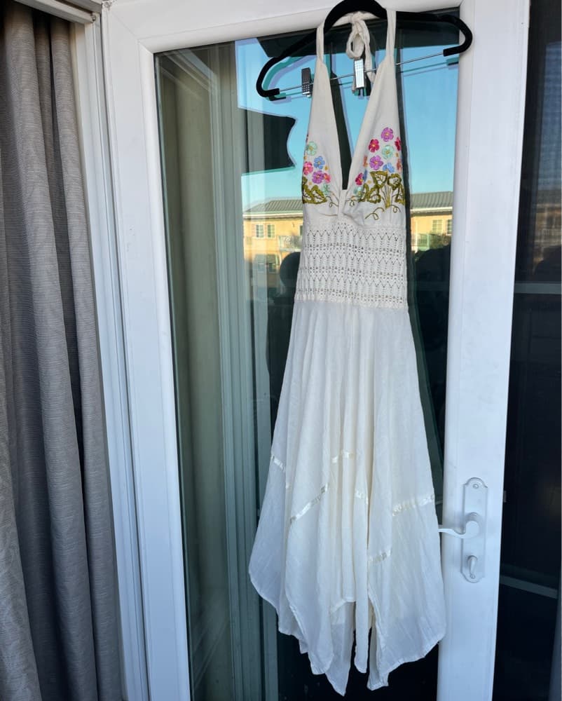 Embroidered Floral Halter Maxi Dress - Image 2