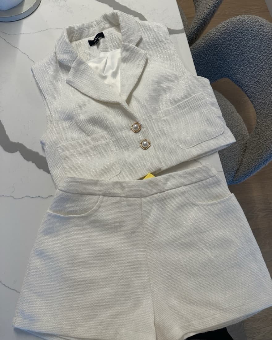 White Tweed Two Piece Set - Image 4