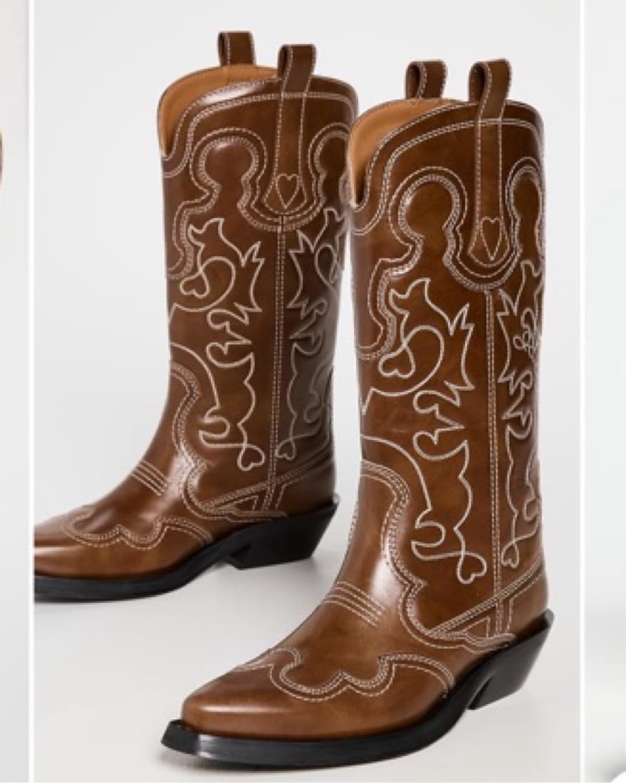 Ganni Mid Shaft Embroidered Western Boot - Image 2