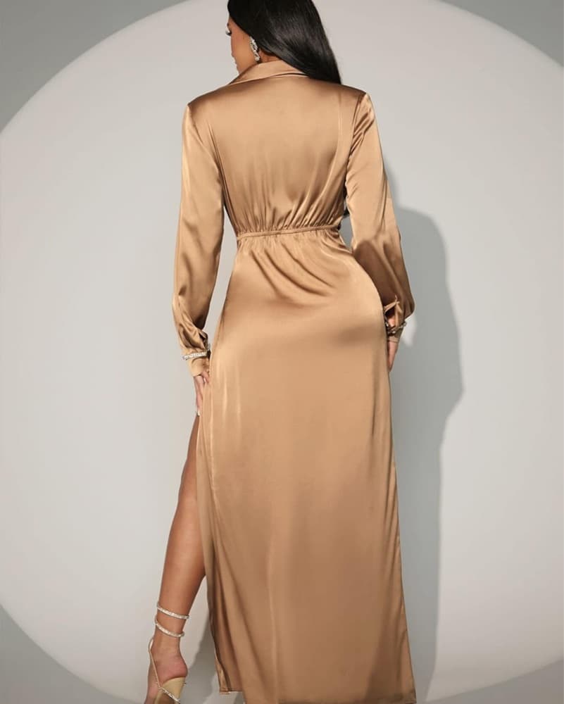 Glamorous Satin Wrap Dress - Image 4