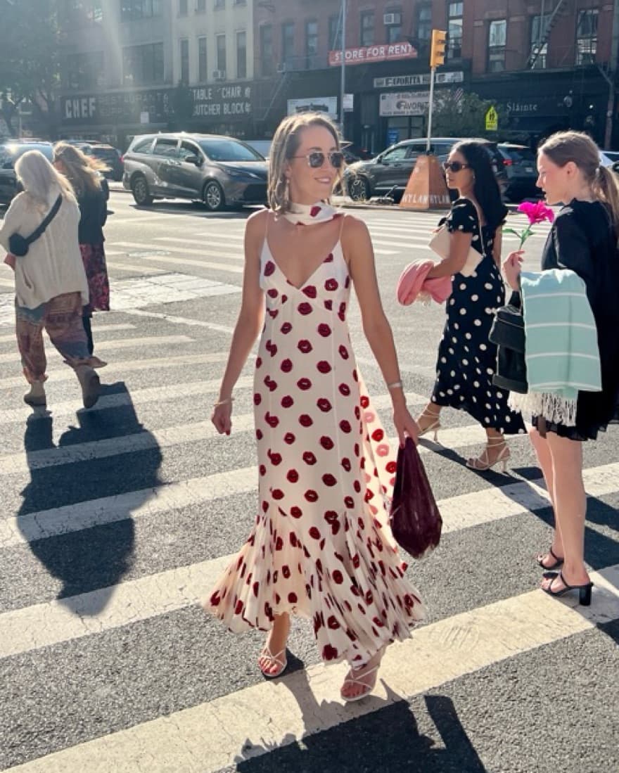 KHAITE Candita Dress in Lips Print - Image 1