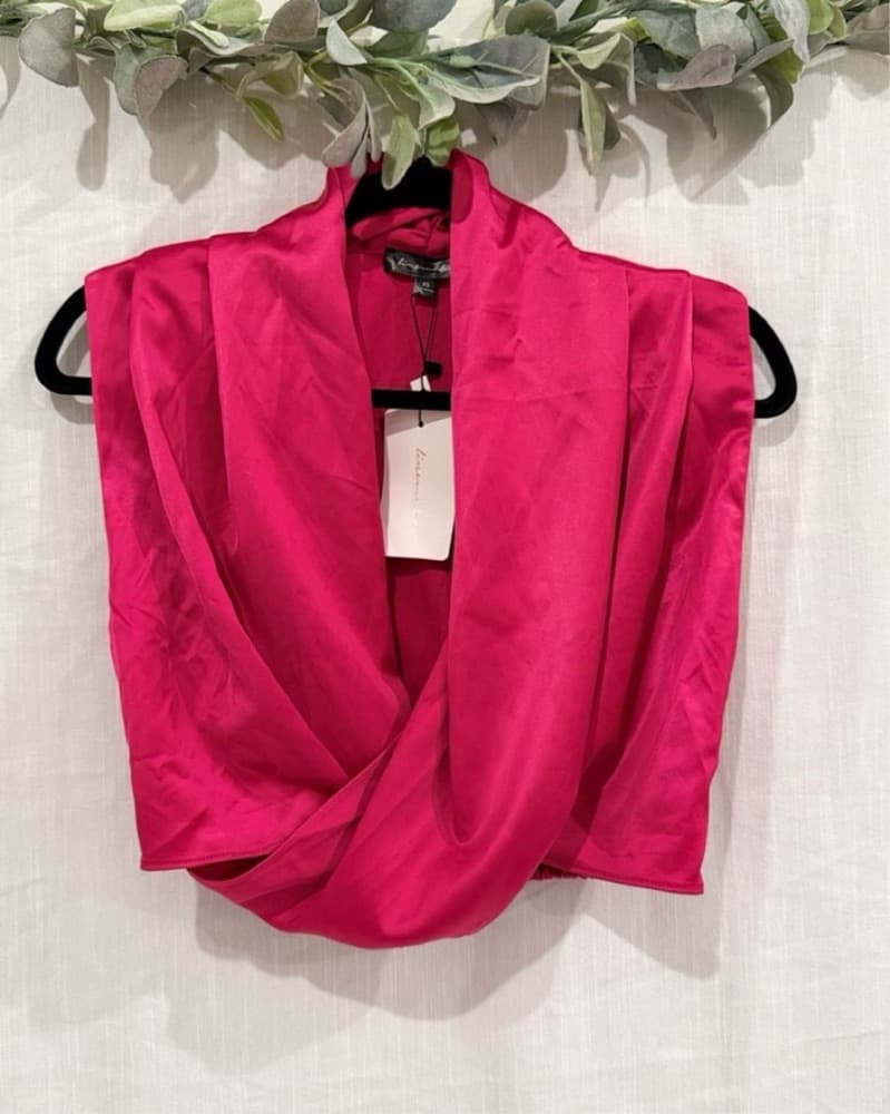 Vibrant Fuchsia Satin Two-Piece Set - Image 3