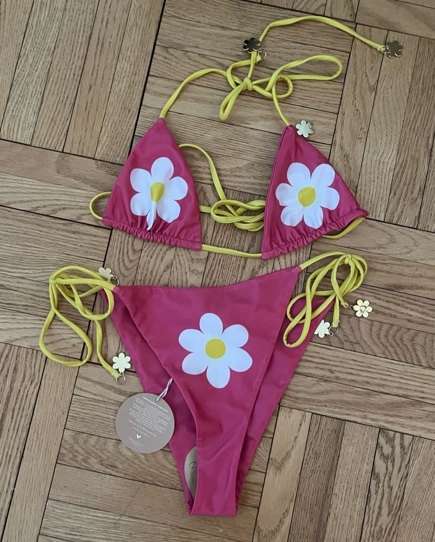 Pink Flower Bikini - Image 1