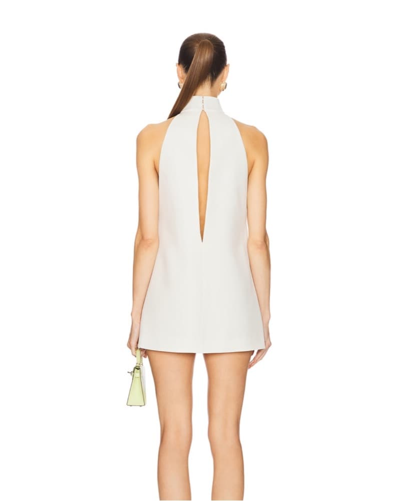 Helsa Heavy Crepe Halter Dress in Ivory - Image 2