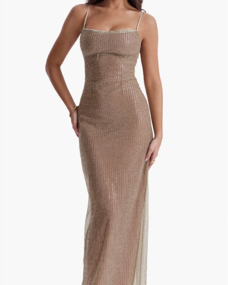 Gold Sparkly House Of CB Maxi Dress  - Image 1