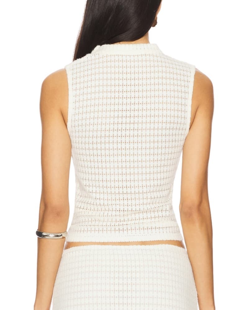 Cream Ribbed Knit Top - Image 4