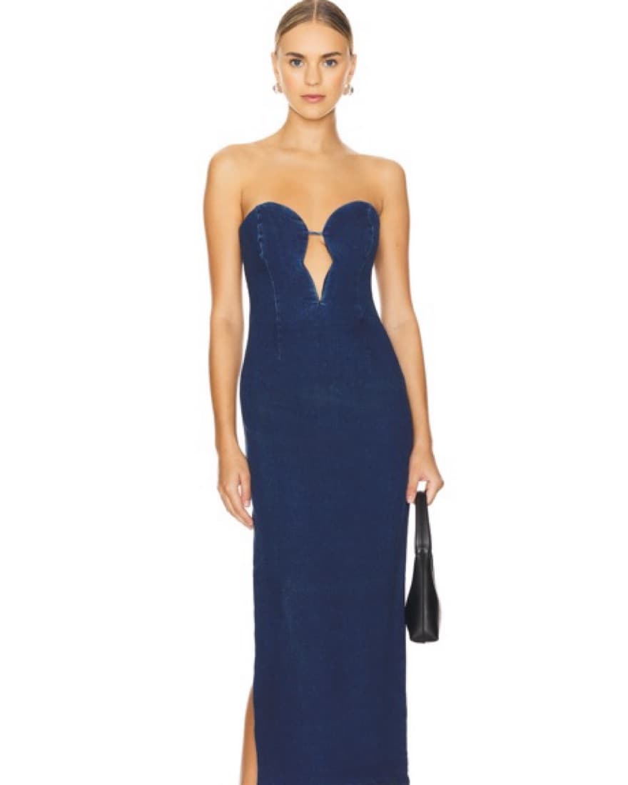 Revolve Bardot Eleni Denim Midi Dress - Image 1