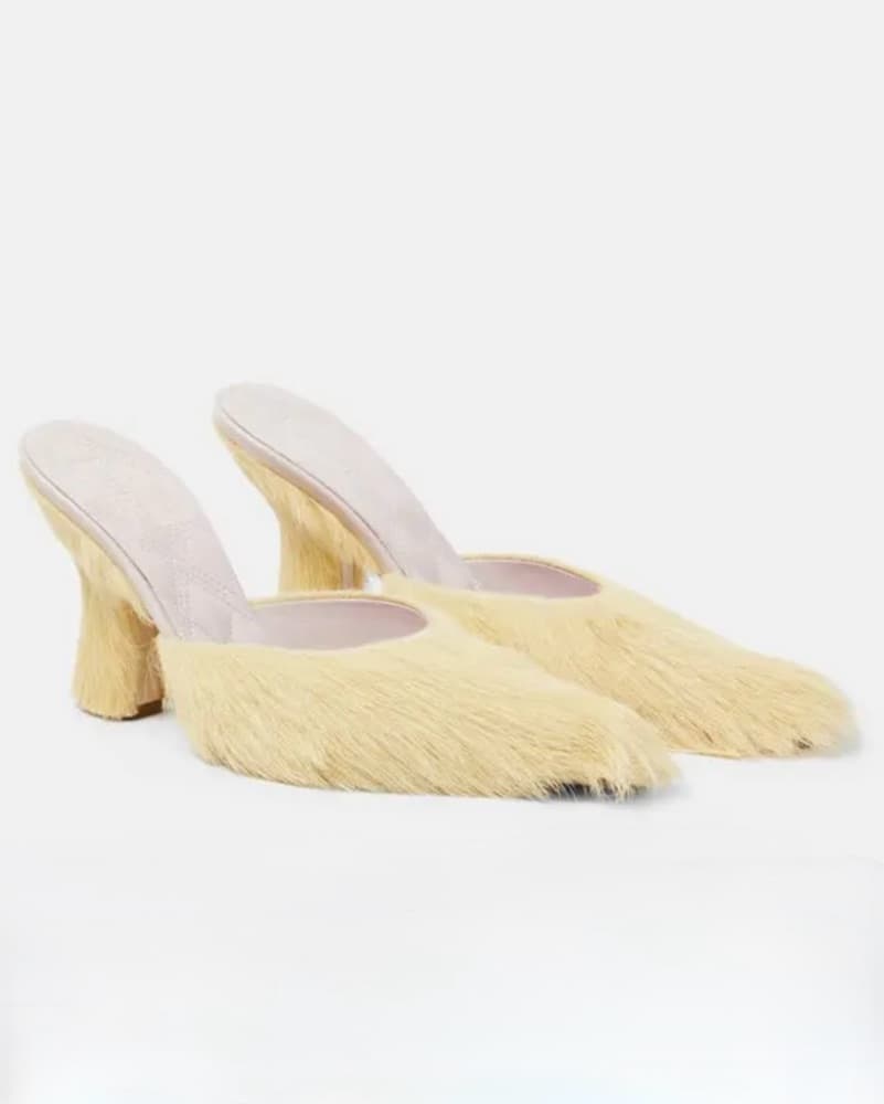 Burberry Butter Yellow Calf Hair Mules - Image 1